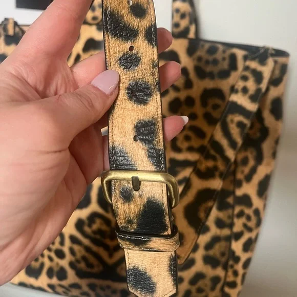 DRIES VAN NOTEN leather leopard tote with shoulder strap - Picture 3 of 12